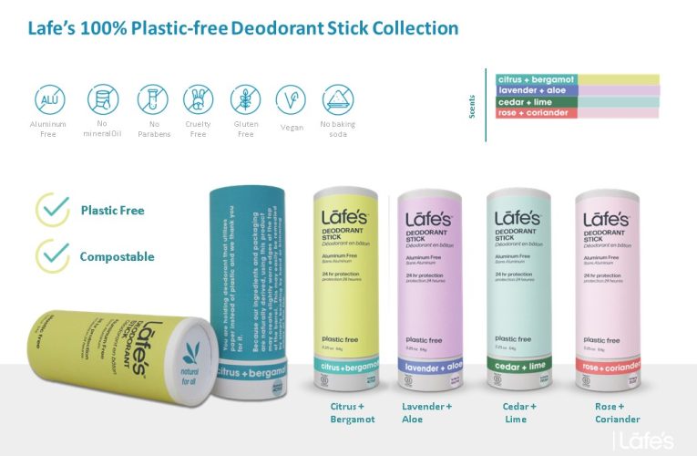 Lafe’s Natural BodyCare Launches 100% Plastic Free Deodorant Stick Line