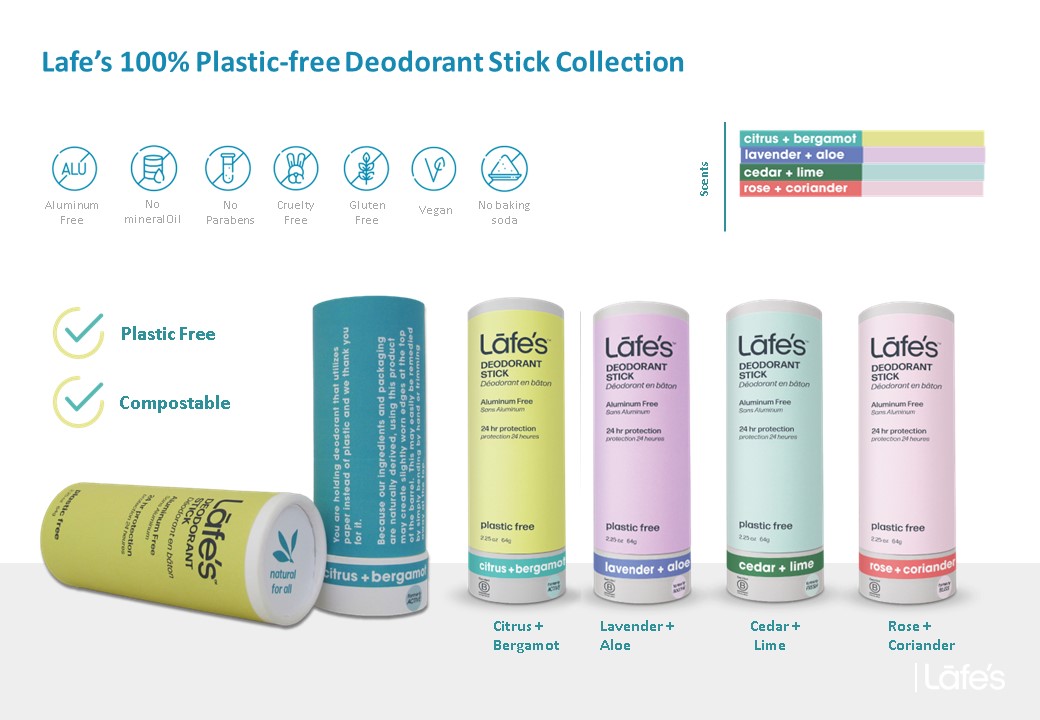 Lafe’s Natural BodyCare Launches 100% Plastic Free Deodorant Stick Line