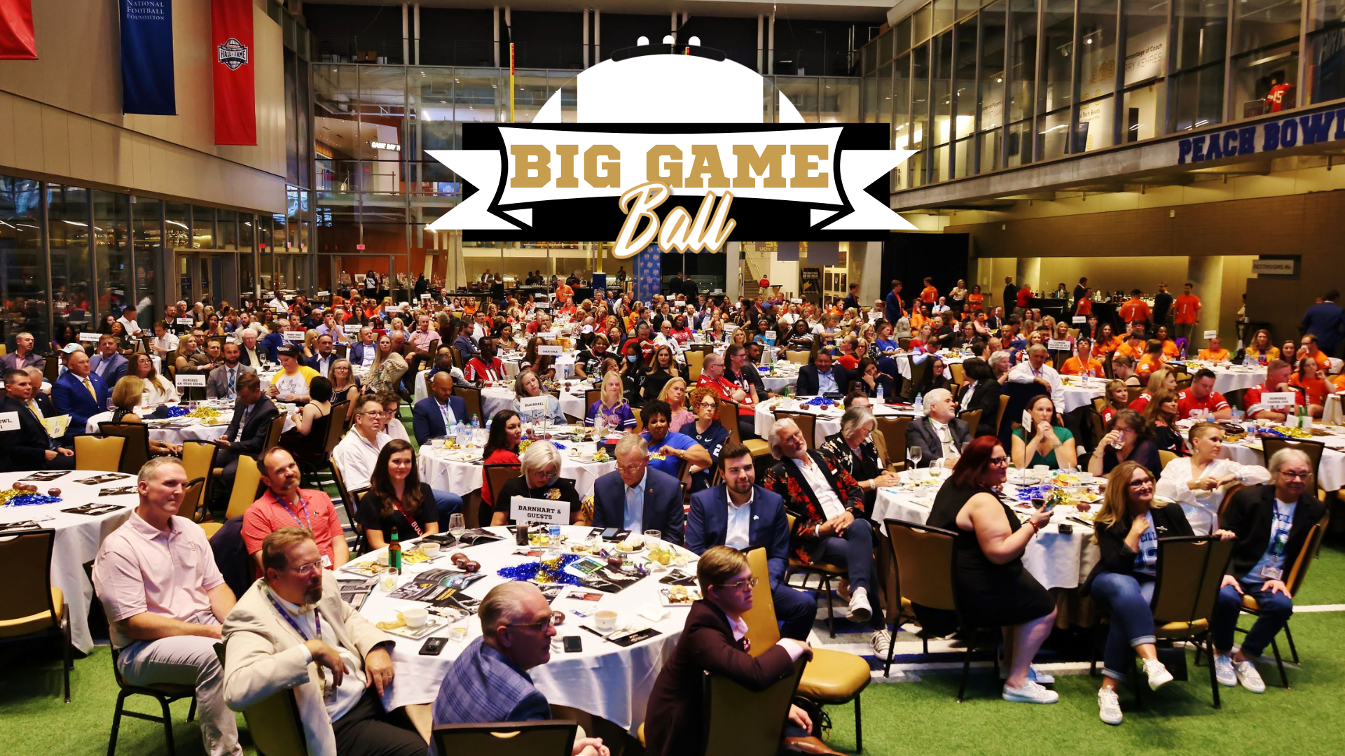 A packed College Football Hall of Fame for the Big Game Ball